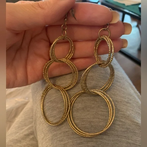 Bebe Gold 3- Hoop Dangle Earrings - Picture 1 of 1